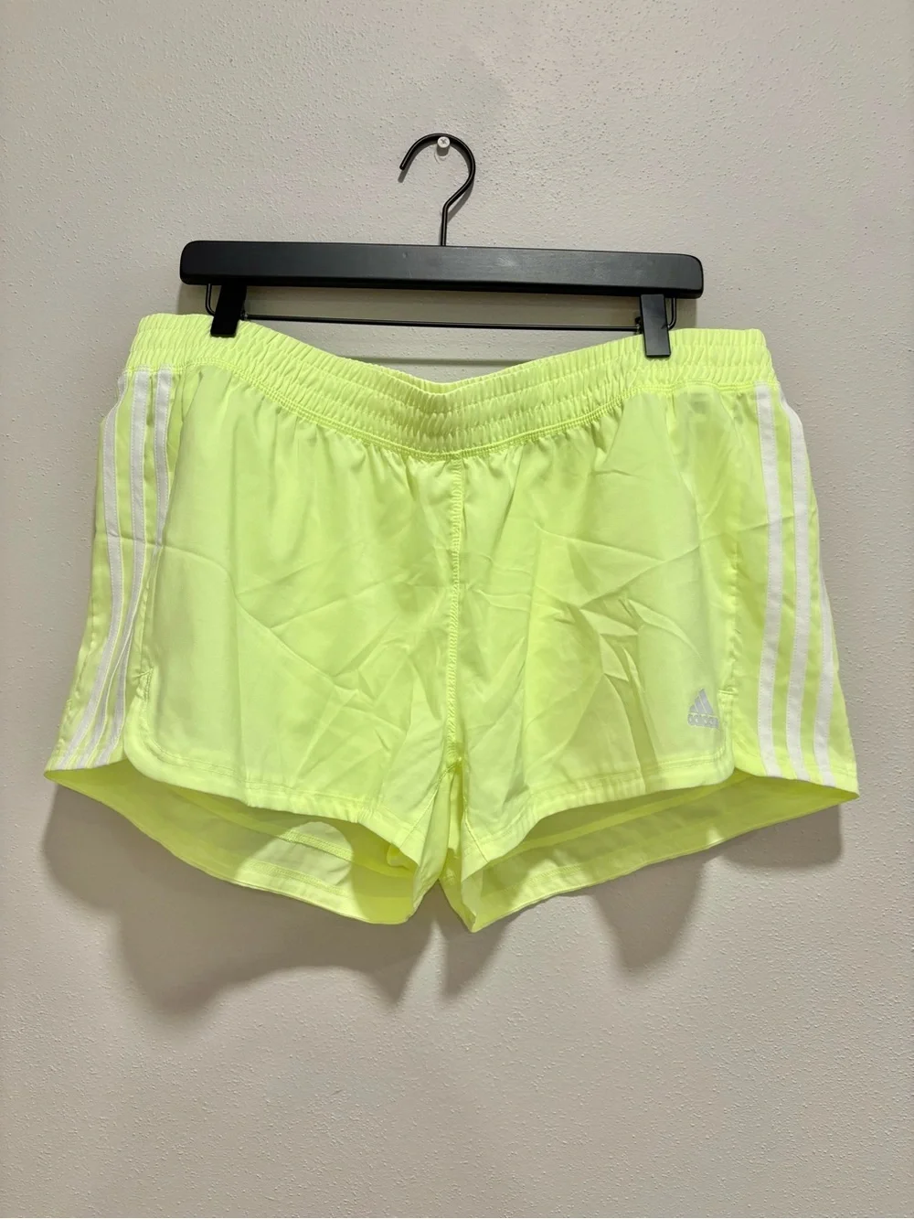 Adidas XL highlighter yellow athletic shorts